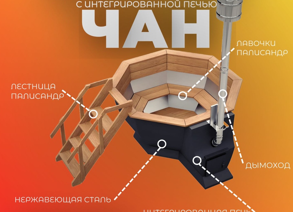 Банный чан с водяной рубашкой